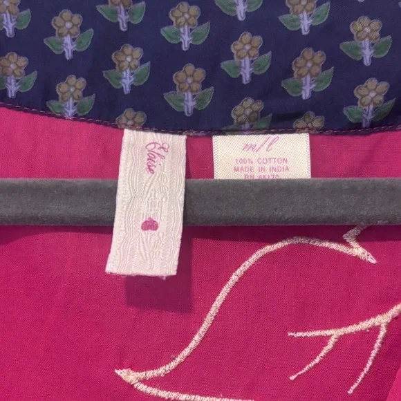 Anthropologie Eloise Floral Embroidered Kimono Robe Dress M/L Pink Boho Lounge - Picture 5 of 11